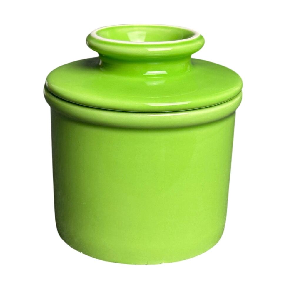 The Butter Bell Crock by L Tremain green ceramic butter keeper lidded 4.5”